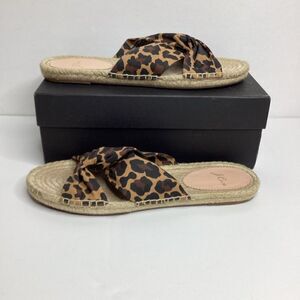 J. Crew Women's Leopard Canvas Twisted Knot Espadrille Flat Brown Size 9 NWT